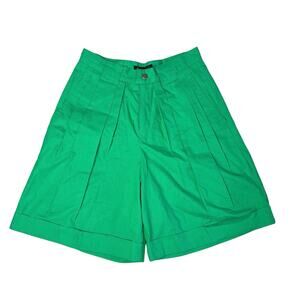NWT Vintage Liz Claiborne Lizsport High-Waisted Pleated Shorts Green Size 6